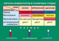 Таблица Окраска индикаторов в различных средах (винил) - «globural.ru» - Новоуральск